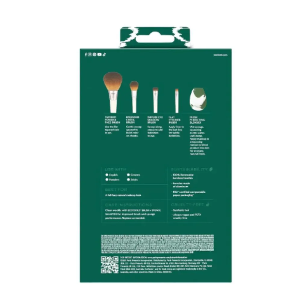 EcoTools Core Five Makeup Brush and Sponge Kit, 5 Piece Set